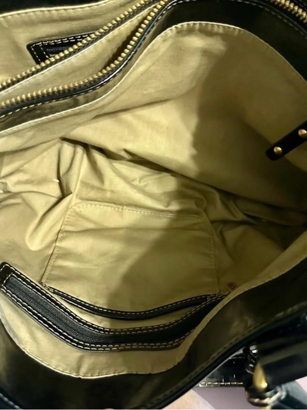 Maxx New York Black Patent Gold-Accent Shoulder Tote